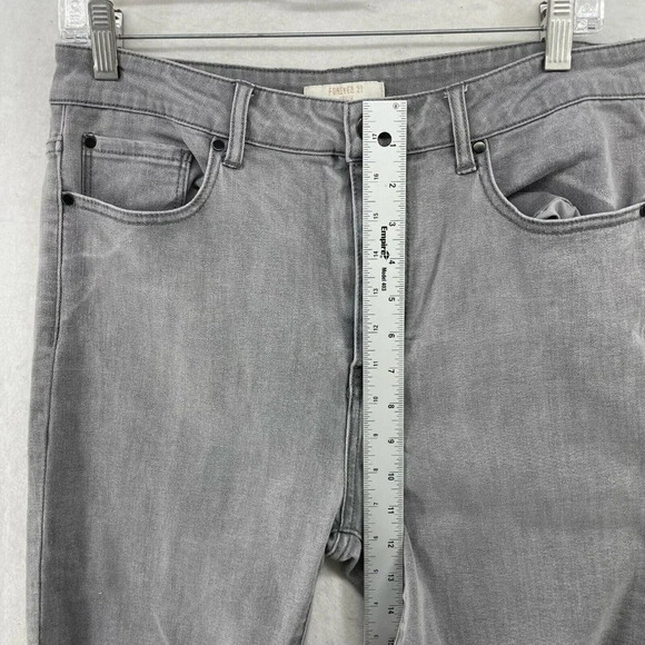 Forever 21 Jeans Women's Sz 30 Gray Regular Fit Skinny High-Rise Denim - Picture 4 of 11